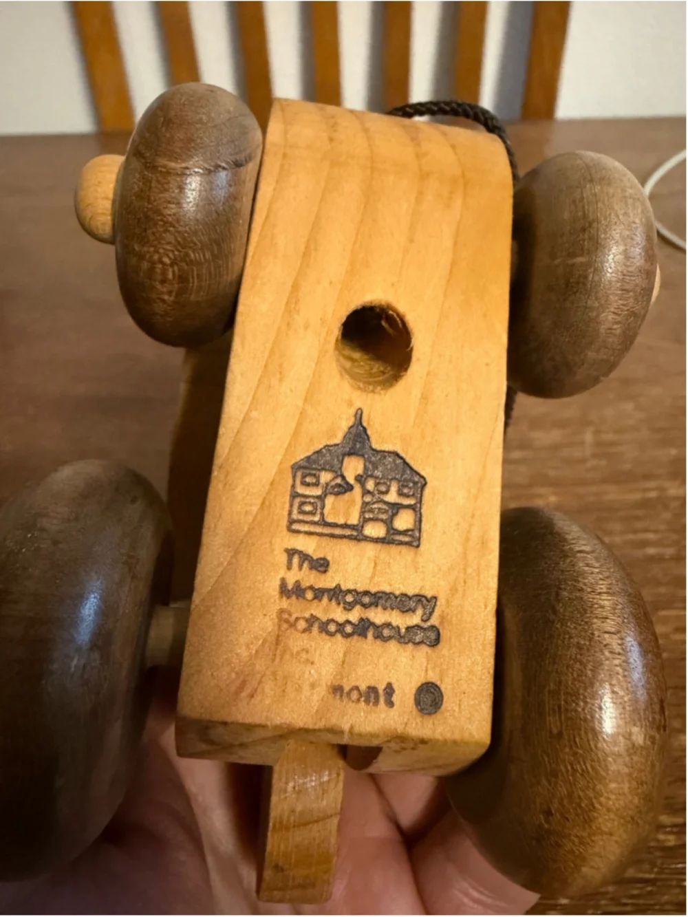 Vintage Montgomery Schoolhouse Vermont Wooden Bunny Rabbit Pull Toy Handmade